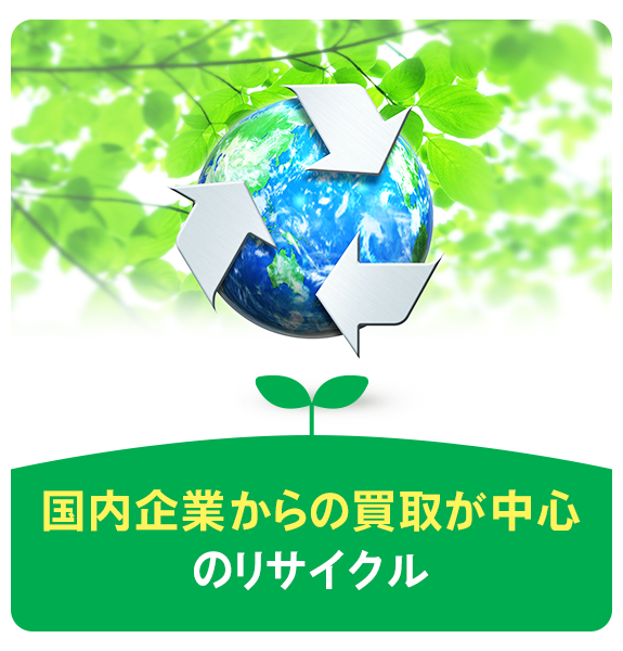 国内企業からの買取が中心のリサイクル